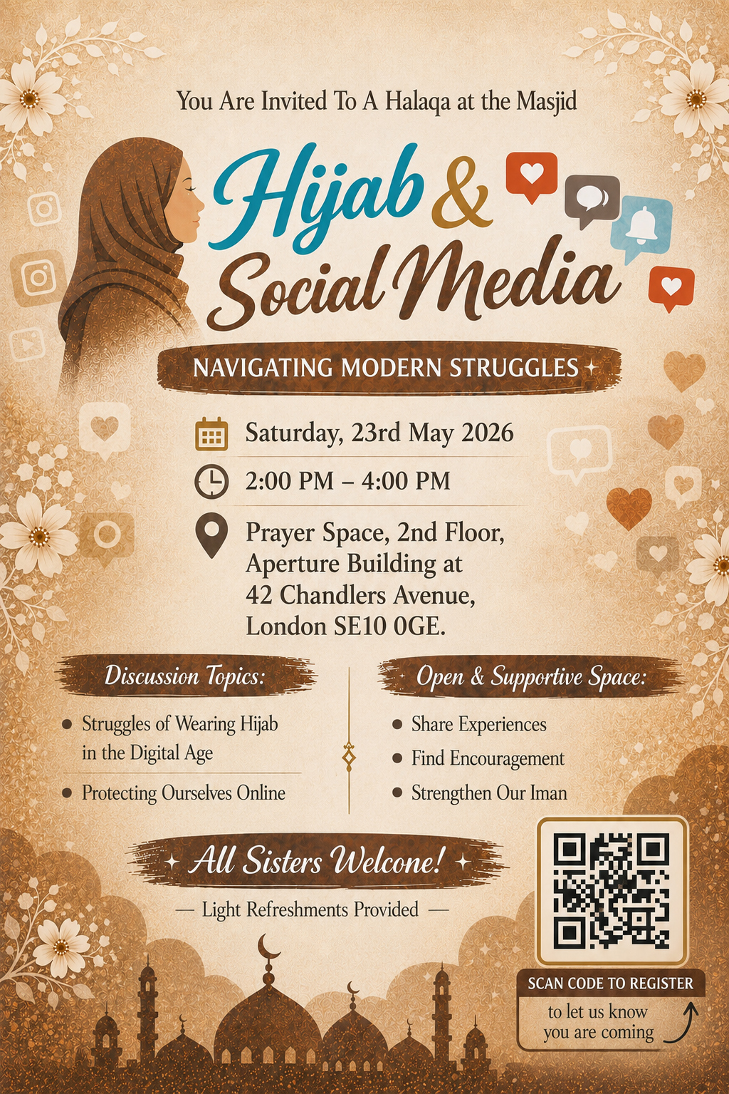 Poster for the halaqa Hijab and Social Media